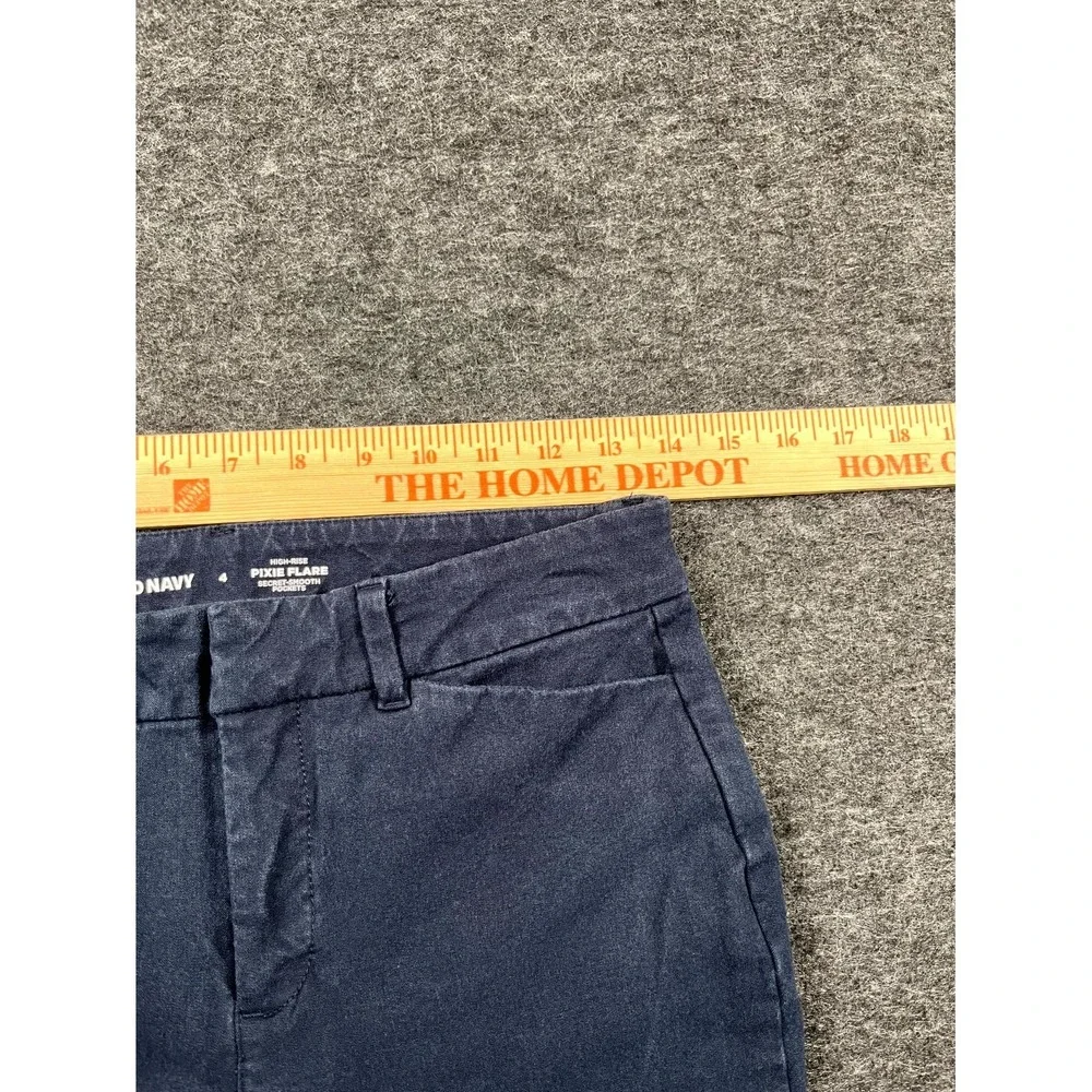 Old Navy Pants Women 4 Navy Blue High Rise Secret Smooth Pockets Pixie Flare Leg